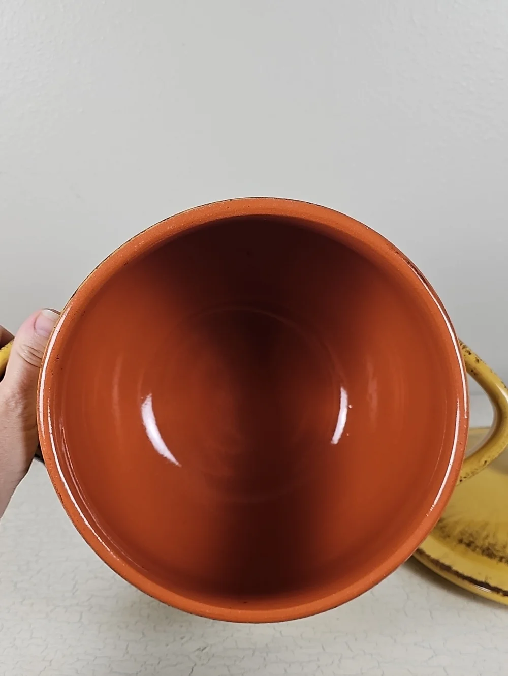 🍲 VTG De Silva Italy Yellow Terracotta Lidded Casserole Dish Bean Pot